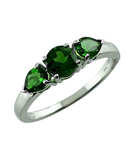 Carillon Stunning Chrome Diopside Pear Shape 4X5MM Natural Earth Mined Gemstone 925 Sterling Silver Ring Wedding Jewelry for Women & Men