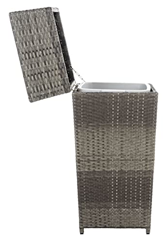 SAFAVIEH Outdoor Collection Mazeli Grey Brown Woven Square Lid Trash Bin (Fully Assembled) PAT7512C