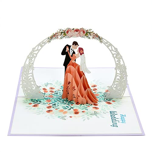 ETA 3D Wedding Pop Up Cards with Bride and Groom Dancing, 3D Greeting Card for Wedding Party, Engagement Card, Pop Up Anniversary Card, 3d Valentines Day Cards, Birthday Card For Wife, W01