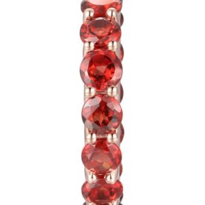 Tirafina Garnet Eternity Band Ring, 14K Rose Gold-Plated Sterling Silver, Round Stones, Birthstone Rings for Women (4 mm stone)