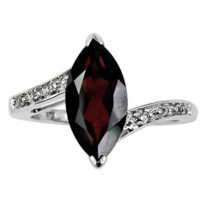 Carillon 3.64 Carat Red Garnet Marquise Shape Natural Non-Treated Gemstone 925 Sterling Silver Ring Engagement Jewelry for Women & Men