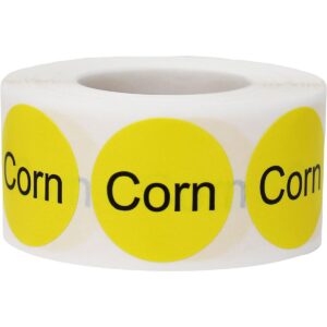 Yellow Corn Deli Labels 1 Inch Round Circle Dot 500 Total Adhesive Stickers