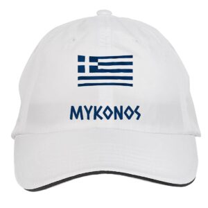 Makoroni - MYKONOS Greece Greek Hat Adjustable Cap, DesE62 White