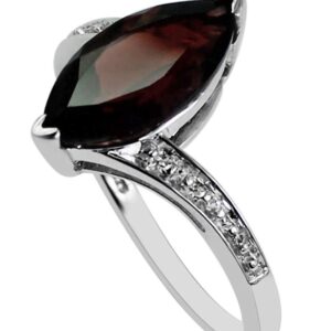 Carillon 3.64 Carat Red Garnet Marquise Shape Natural Non-Treated Gemstone 925 Sterling Silver Ring Engagement Jewelry for Women & Men