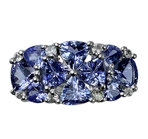 Carillon Tanzanite Trillion Shape Natural Non-Treated Gemstone 925 Sterling Silver Ring Engagement Jewelry for Women & Men