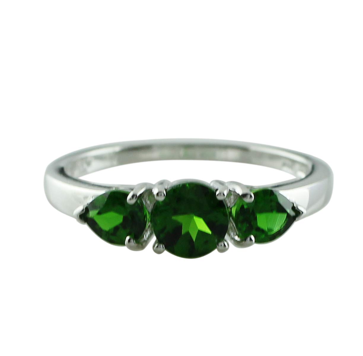 Carillon Stunning Chrome Diopside Pear Shape 4X5MM Natural Earth Mined Gemstone 925 Sterling Silver Ring Wedding Jewelry for Women & Men