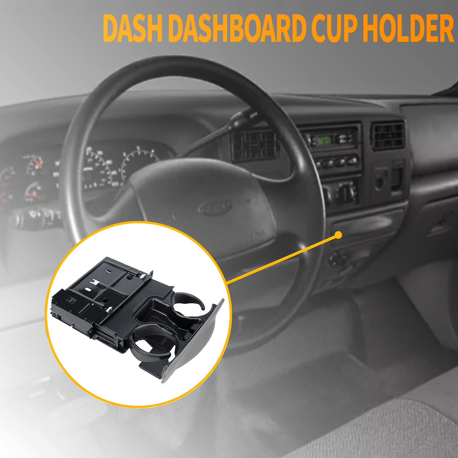 Dash Dashboard Cup Holder Gray Replacement for 1999-2004 Ford F250 F350 F450 F550 Super Duty Excursion Replaces# YC3Z-2513560-CAD YC3Z2513560CAD