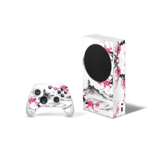 Compatible with X1 Series S Skin by ZOOMHITSKINS, Temple Anime Japan Sakura White Pink, Durable, Bubble-free, Goo-free, Made in The USA