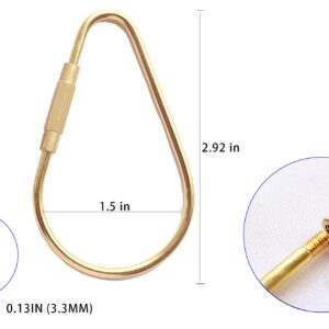 Dong Huang 3pcs Durable Brass Screw Lock Clip Key Ring for Keychains, Tear Drop Shape Keychain Clip, Simple Style Key Chains Women for Car Keys, Coppery, 3