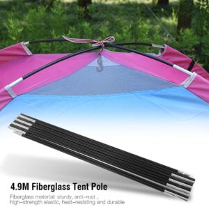 Tent Pole Support, Fiberglass Camping Tent Pole Bars Outdoor Support Rods Awning Frames Kit 192.9in Foldable Tent Poles Replacement for Backpacking Hiking