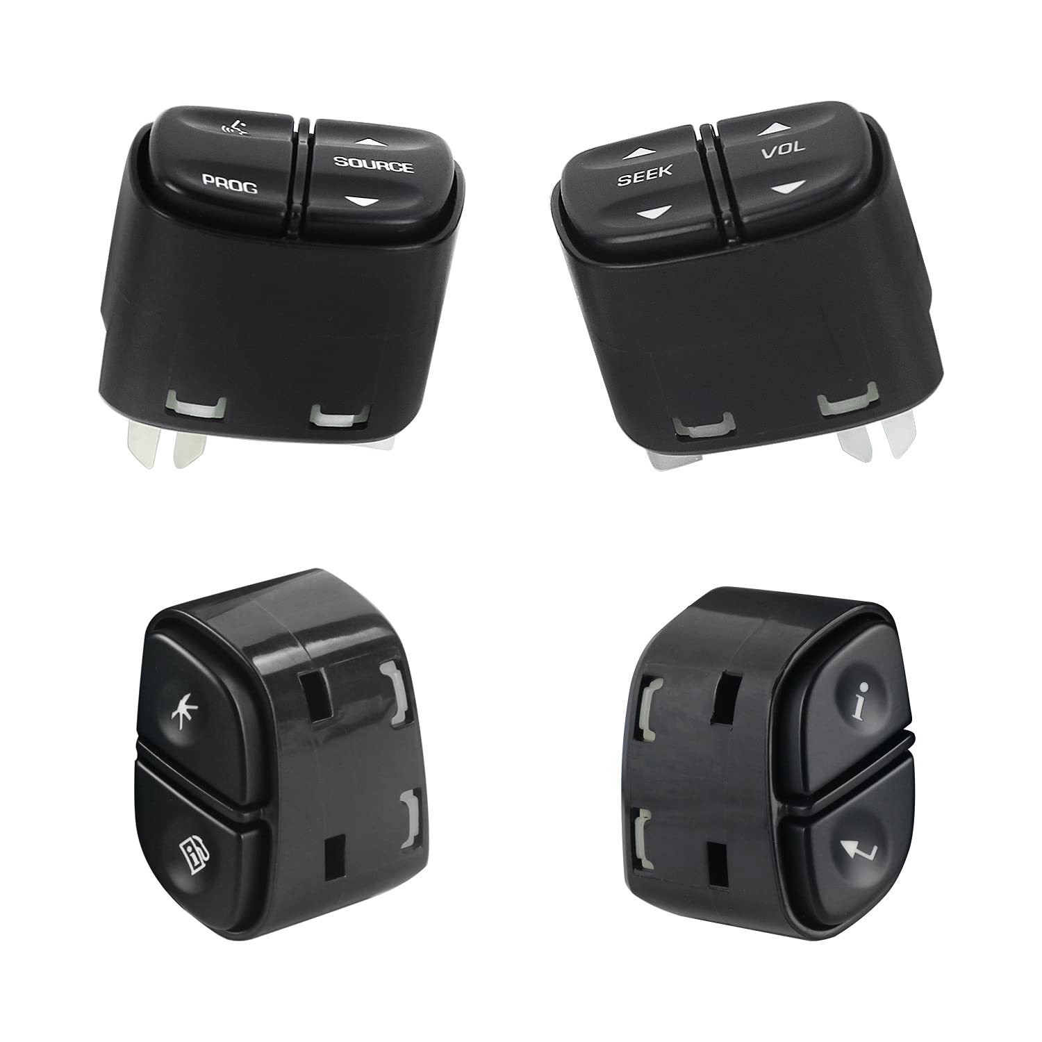 Steering Wheel Radio Volume Control Switch Buttons for Chevy Silverado Suburban for GMC Yukon Sierra,for Trailblazer Envoy, 4PCS Replaces# 21997738, 21997739, 1999442, 1999443