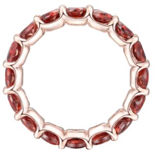 Tirafina Garnet Eternity Band Ring, 14K Rose Gold-Plated Sterling Silver, Round Stones, Birthstone Rings for Women (4 mm stone)