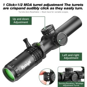 BESTSIGHT 1-5X24 LPVO Rifle Scope,Fully Multi-Coated Lens,Wind and Elevation Adjust, 30mm Diameter,Milling Reticle(Variable Power,sfp,) Low Power Variable Optic Scope (lpvo Scope)