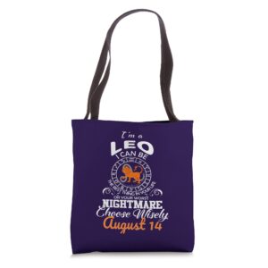 leo zodiac sign august 14 horoscope birthday party costume tote bag