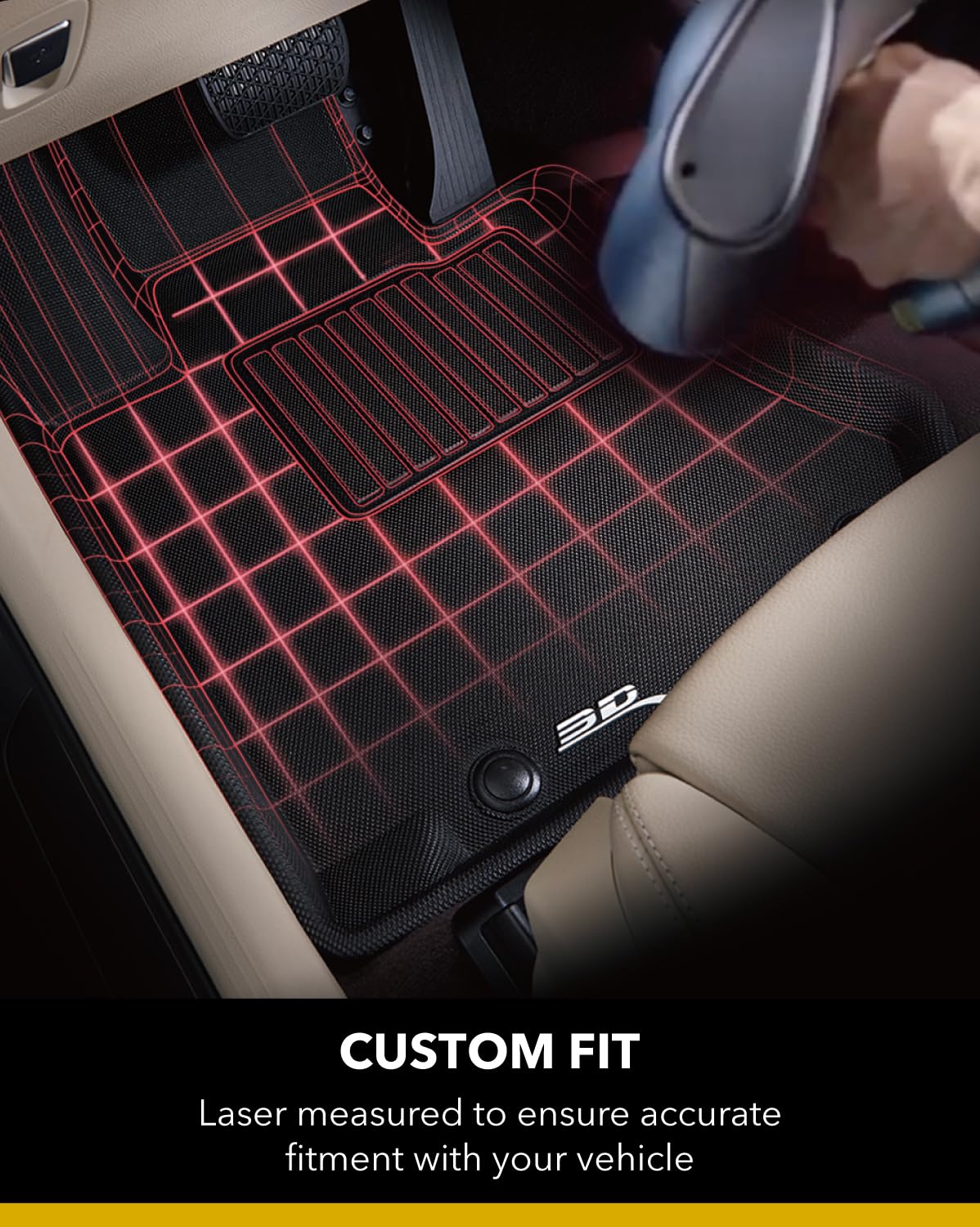 3D MAXpider Custom Fit Kagu Floor Mat (Black) Compatible with Ford Mustang Mach-E 2021-2024 - Full Set