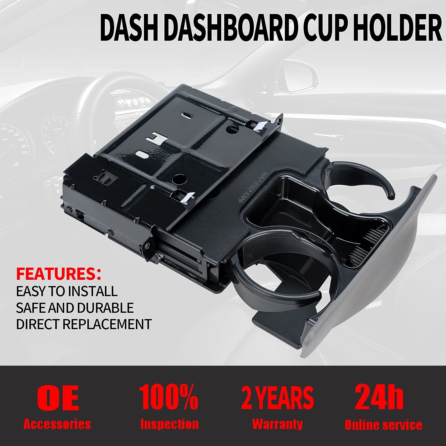 Dash Dashboard Cup Holder Gray Replacement for 1999-2004 Ford F250 F350 F450 F550 Super Duty Excursion Replaces# YC3Z-2513560-CAD YC3Z2513560CAD