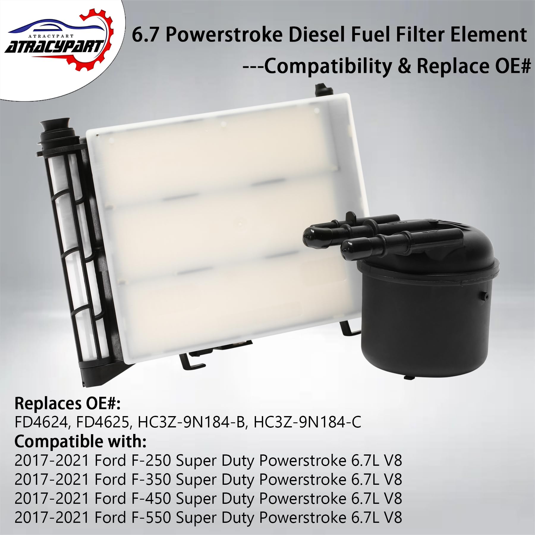 6.7 Powerstroke Diesel Fuel Filter Element │ Replacement for Ford 2017-2023 F-250, F-350, F-450, F-550 Super Duty V8 │Replaces# FD-4624, FD-4625, HC3Z-9N184-B