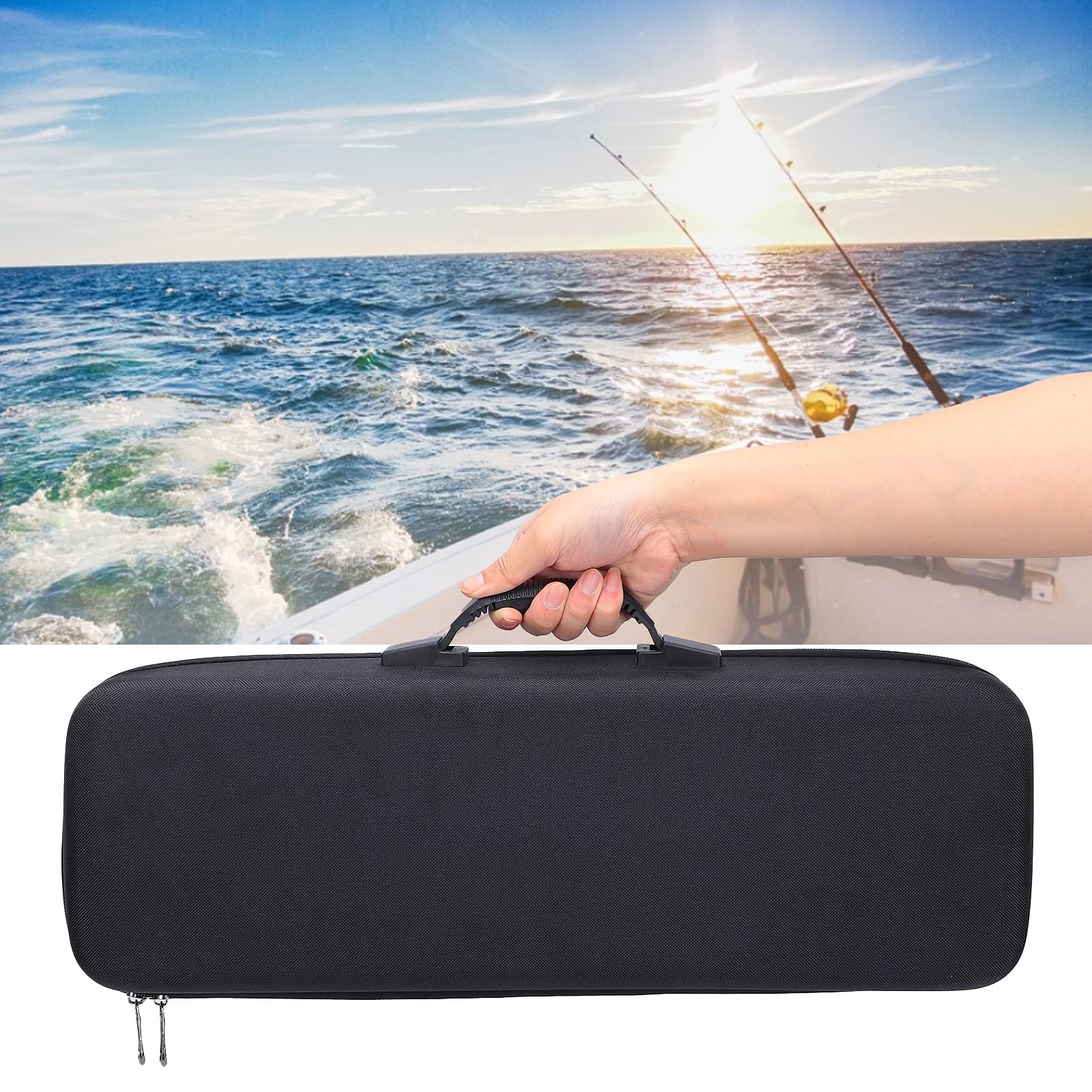 Alomejor Fishing Rod Case EVA Shockproof Hard Shell Fishing Pole Reel Gear Storage Bags Organizer Fishing Tackle Box