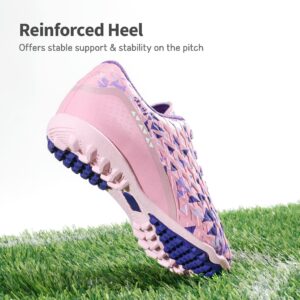 DREAM PAIRS Boys Girls Turf Indoor Soccer Shoes Lace Up Cleats for Little/Big Kid,Size 1 Little Kid,Pink/Purple,SDSO223K