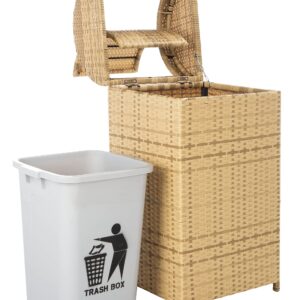 SAFAVIEH Outdoor Collection Mazeli Natural Woven Swing Top Dome Lid Trash Bin (Fully Assembled) PAT7511D