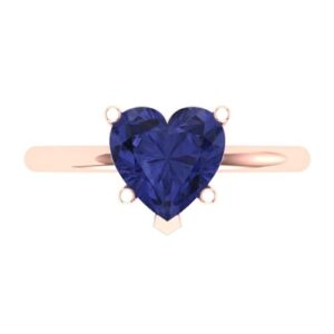 clara pucci 2ct heart cut custom engraving tanzanite engagement wedding solitaire w/accent ring 18k rose gold for women size 9.75