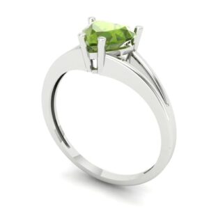 Clara Pucci 1.5ct Heart Cut Custom Engraving split shank Peridot Gem Engagement Wedding Solitaire W/Accent Ring 18K White Gold 10.75