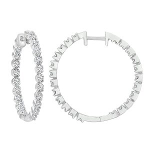 beyond brilliance 1.00 carat natural diamond hoop earrings in sterling silver | inside-out round cut | hypoallergenic | fine jewelry for women | gift box included