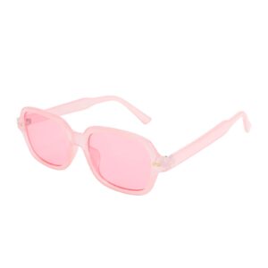 FEISEDY Retro 90s Rectangle Sunglasses Oval Yellow Sunglasses Trendy Irregular Square Sun Glasses for Women Men B2790