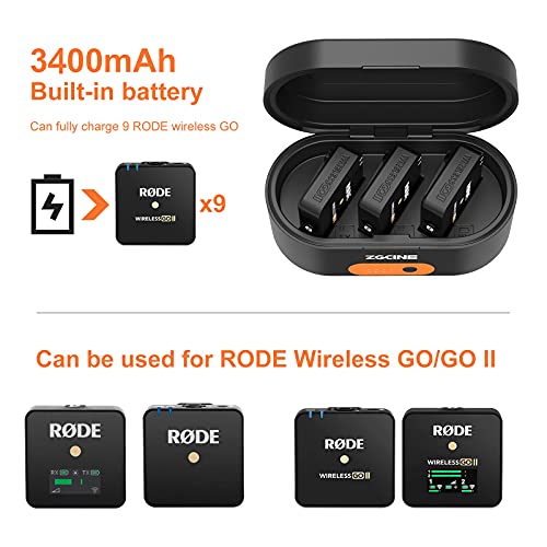 ZG-R30 Wireless Charging Case for Wireless Go ii Wireless GO Microphone System,Build-in 3400mAh Battery,Fast Charging,Compact and Portable