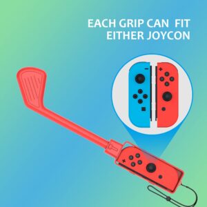 Uxilep Golf Club for Mario Golf: Super Rush - for Nintendo Switch Joy-con Accessories,Mini Golf Clubs Hand Grip Accessories with Wrist Strap for Joy Cons - 2 Pack (Red & Blue)