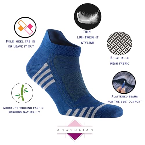 Ankle Socks with back Heel Tab for Men Low Cut Cool Comfort Fit Athletic Performance 6 pair pack (Parliament Blue)