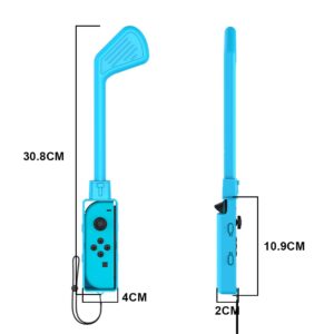 Uxilep Golf Club for Mario Golf: Super Rush - for Nintendo Switch Joy-con Accessories,Mini Golf Clubs Hand Grip Accessories with Wrist Strap for Joy Cons - 2 Pack (Red & Blue)