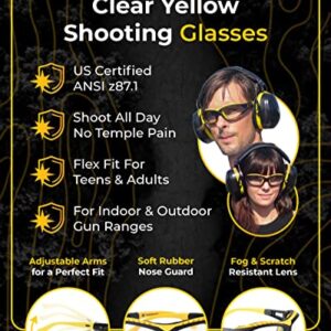 TradeSmart All-in-One Gun Range Safety Duo Kit, Yellow & Pink Ear and Eye Protection Kit for Men & Women, U.S. Certified