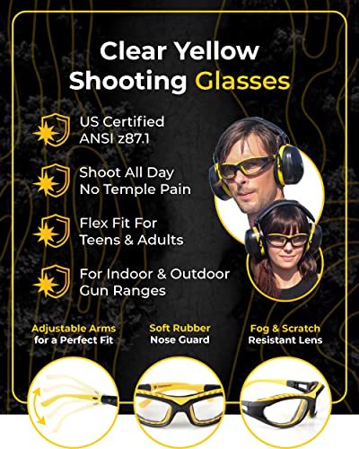 TradeSmart All-in-One Gun Range Safety Duo Kit, Yellow & Pink Ear and Eye Protection Kit for Men & Women, U.S. Certified