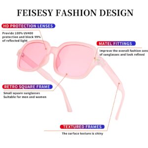 FEISEDY Retro 90s Rectangle Sunglasses Oval Yellow Sunglasses Trendy Irregular Square Sun Glasses for Women Men B2790