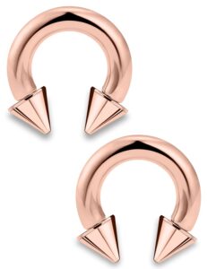 ftovosyo pa ring internally threaded spike circular barbells horseshoe rose gold large septum ring ear gauges earrings 8g 3mm 12mm 1/2" surgical steel pierced body jewelry for women men