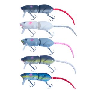 fishing lures kitfishingartificial rat bait fishing lure plastic mouse swimbait tackle hook tool (5pcs)