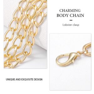 Cosydays Punk Harness Waist Chain Gold Ring Belt Belly Chain Circle Body Chain Beach Bikini Sexy Party Chain Jewelry for Women