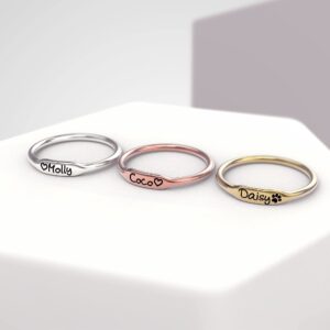 SHAREMORE Personalized Initial Rings for Women, Engraved Customized Rings With Names Ring Family Rings Stackable Bar Initials Double Couples 925 Sterling Silver Ring for Her.