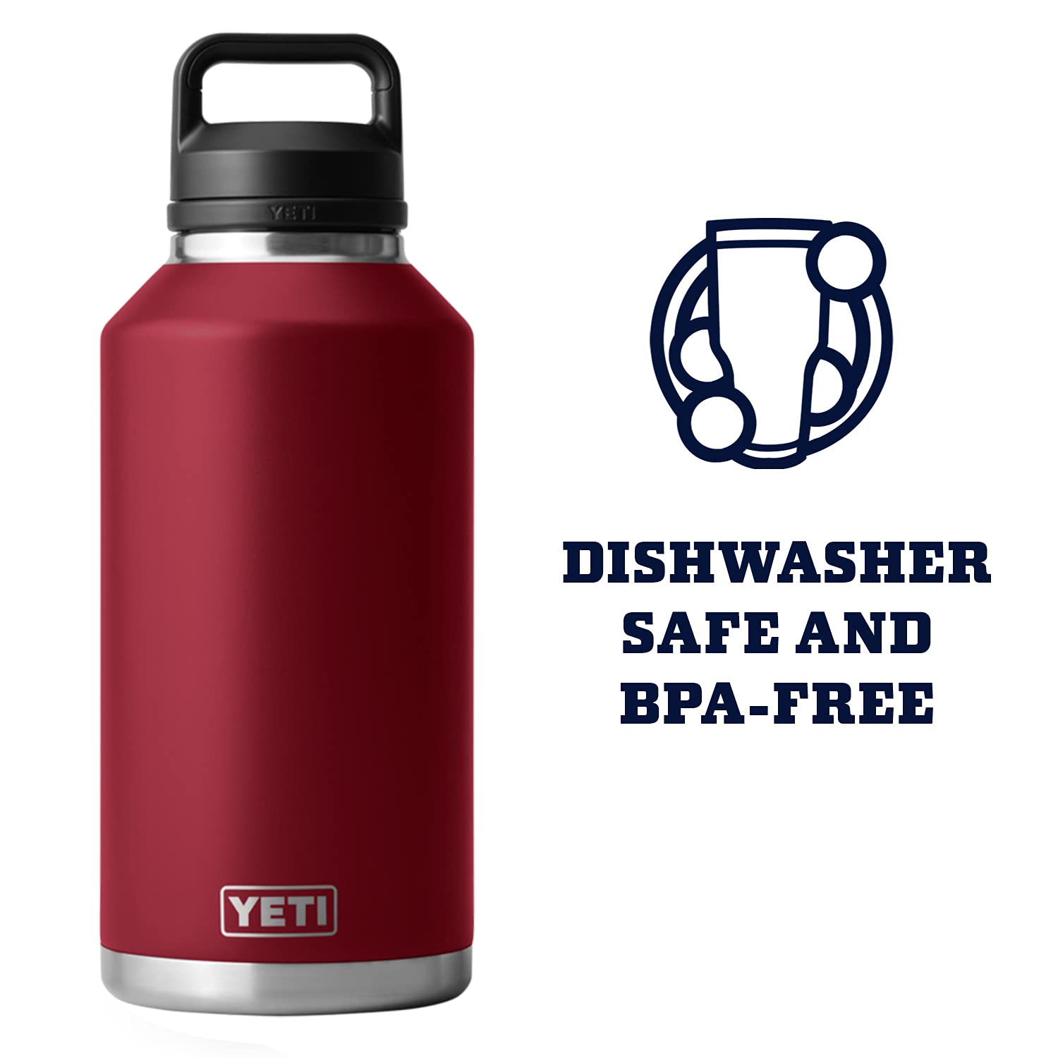 YETI Rambler 64 oz Bottle, Vacuum Insulated, Stainless Steel with Chug Cap, Harvest Red