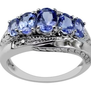 Carillon 0.95 Carat Tanzanite Oval Shape Natural Non-Treated Gemstone 925 Sterling Silver Ring Engagement Jewelry for Women & Men