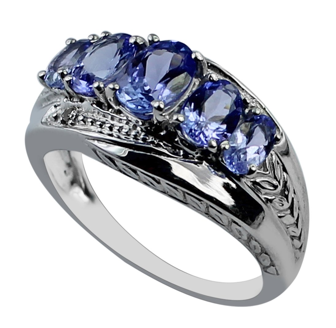 Carillon 0.95 Carat Tanzanite Oval Shape Natural Non-Treated Gemstone 925 Sterling Silver Ring Engagement Jewelry for Women & Men