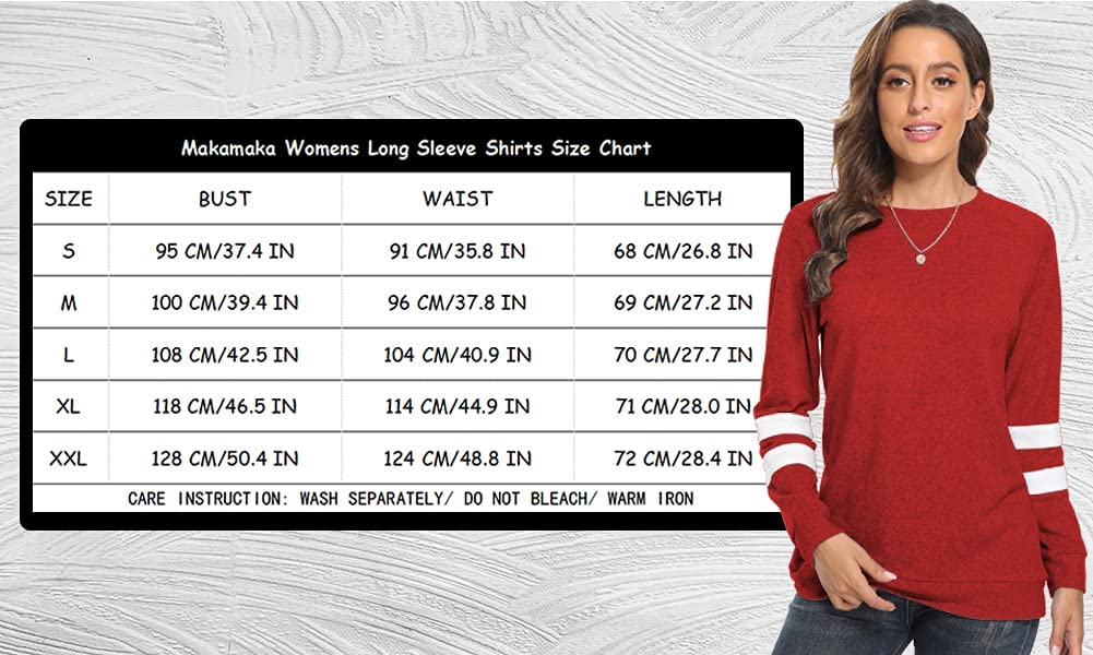 Makamaka Long Sleeve Shirts for Women Sweater Tunic Womens Long Sleeve Blouse Pullover Sweatshirts(Red M)