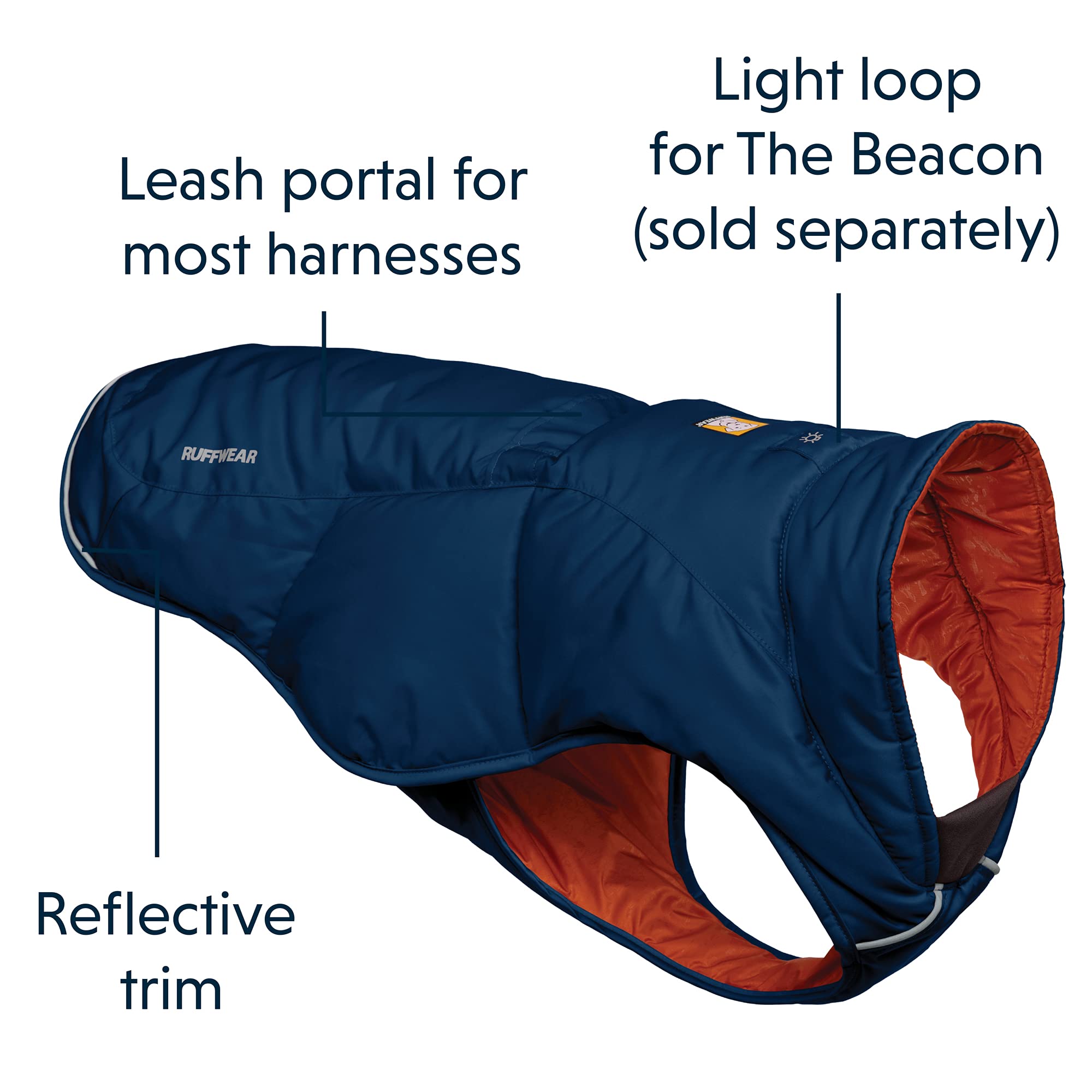 Ruffwear, Quinzee Insulated, Water-Resistant Jacket for Dogs with Stuff Sack, Blue Moon, Medium