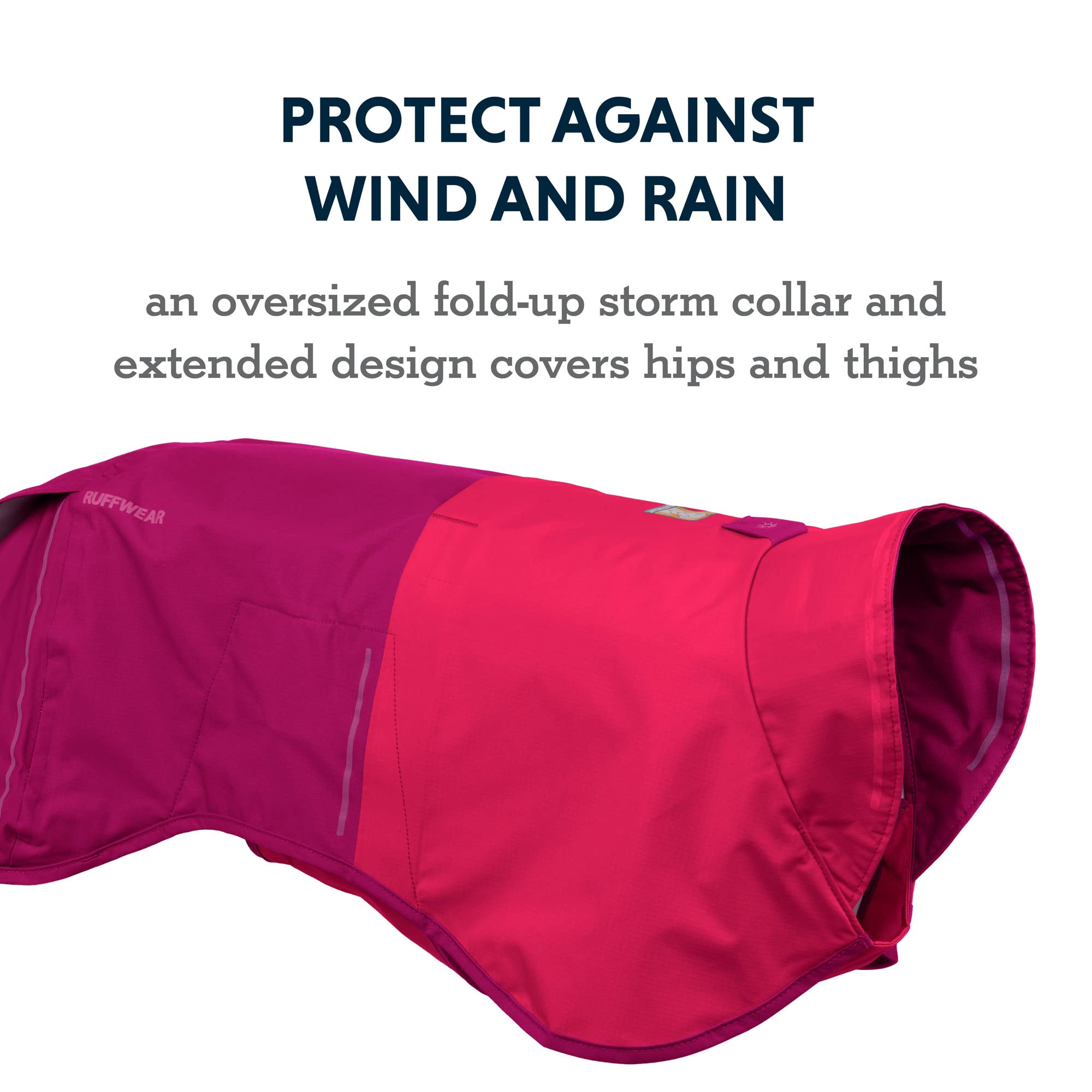 Ruffwear, Sun Shower Dog Raincoat, All-Weather Jacket, Waterproof, Windproof & Lightweight, Hibiscus Pink, Large