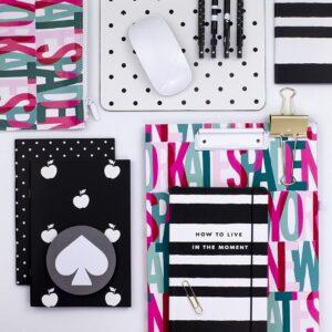 Kate Spade New York Take Note Large Vegan Leather Notebook, Black Striped Bound Journal Includes 168 Pages, Sarah Stripe