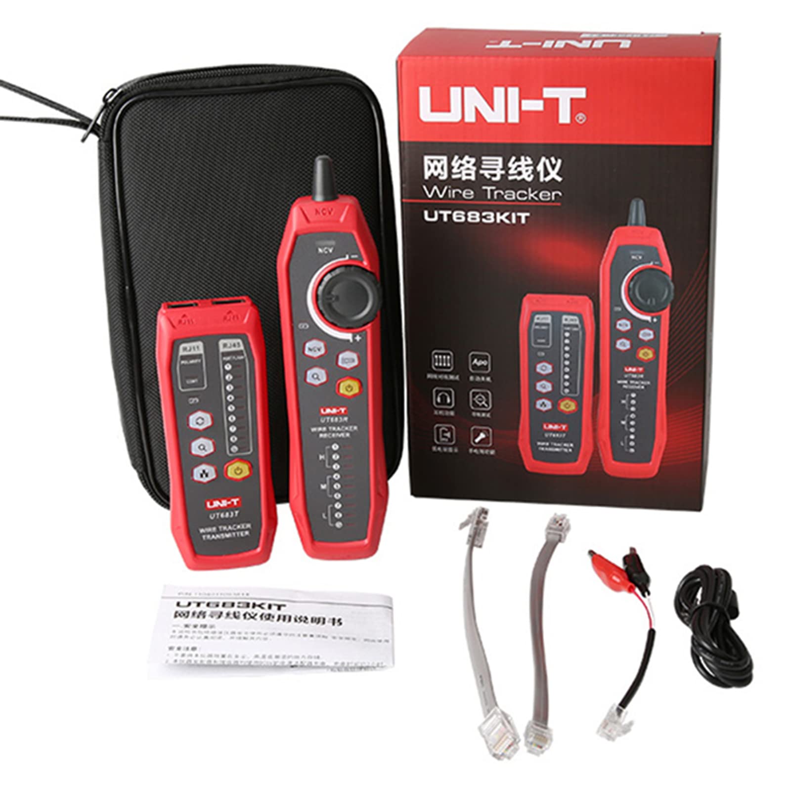 UNI-T UT683KIT Cable Tester Wire Tracker for RJ11 and RJ45 Cables Tester, Telephone Line Finder Cable Collation, Network Maintenance Collation, Repairing Networking Tool