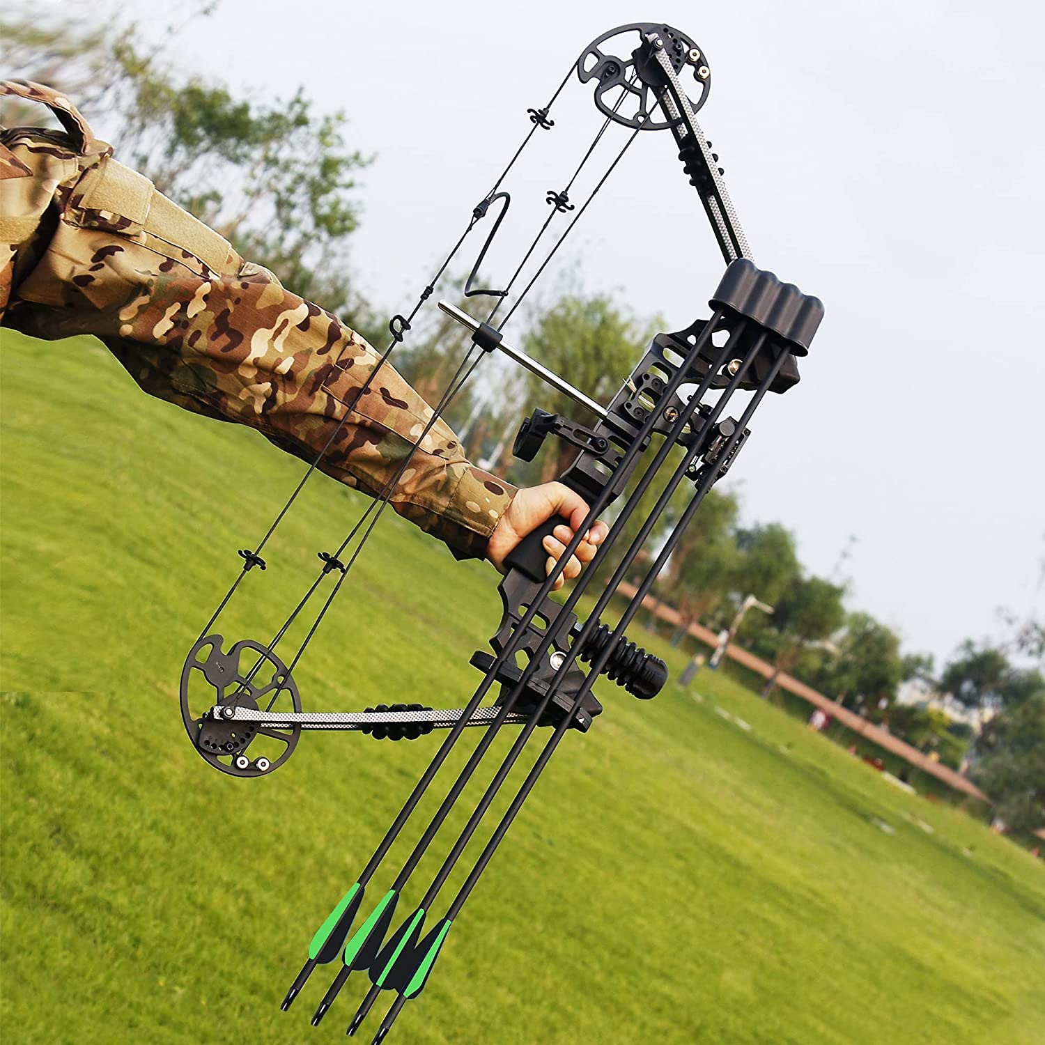 The7boX Compound Bow and Arrow Set 20-70 LBS Adjustable 320 Fps Speed,Paired with a Complete Set Accessories, Suitable for Outdoor Archery and Hunting for Adults and Beginners