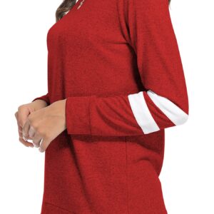 Makamaka Long Sleeve Shirts for Women Sweater Tunic Womens Long Sleeve Blouse Pullover Sweatshirts(Red M)