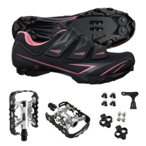 Venzo Women's MTB Bike Bicycle Cycling Shoes with Multi-Function Clip-less Pedals & Cleats - Compatible with Shimano SPD & Crankbrother System - 5.5 US Women